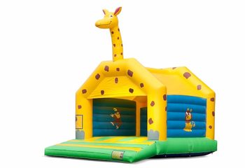 Groot springkussen overdekt kopen in giraffe thema voor kinderen. Bestel springkussens online bij JB Inflatables Nederland