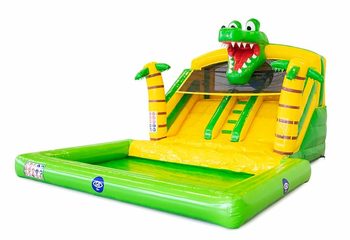 Multifunctioneel splashy bounce slide krokodil springkussen kopen bij JB Inflatables Nederland. Bestel springkussens online bij JB Inflatables Nederland