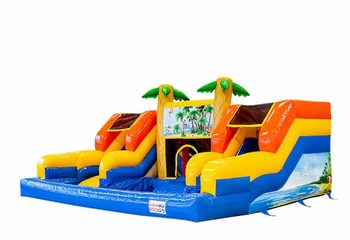 Groot opblaasbaar luchtkussen met zwembad kopen in thema waterbox slide voor kinderen. Bestel luchtkussens online bij JB Inflatables Nederland