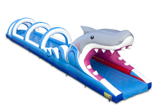 Espetacular escorregador de barriga de tubarão inflável com 18 metros de comprimento para crianças. Compre escorregadores de barriga infláveis ​​agora online na JB Insuflaveis Portugal