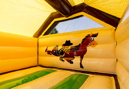 Castelo inflável do combo do slide insuflável do tema do cowboy para as crianças à venda. Encomende agora castelos insufláveis com escorregas na JB Insufláveis ​​Portugal