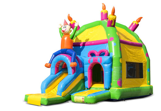 Compre castelo insuflável multijogador interno super com slide no tema de festa para crianças. Encomende castelos insufláveis ​​online na JB Insufláveis Portugal