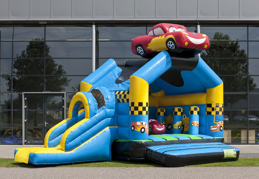 Encomende um castelo insuflável  para todos os fins, com carros temáticos e objetos 3D no topo para crianças mais velhas. Compre castelos insufláveis ​​online na JB Insufláveis Portugal
