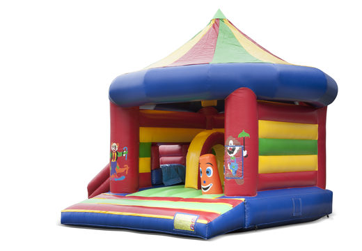 Compre castelos insuflável  ​​multijogador internos com tema de circo para crianças. Encomende castelos insufláveis ​​online na JB Insufláveis Portugal