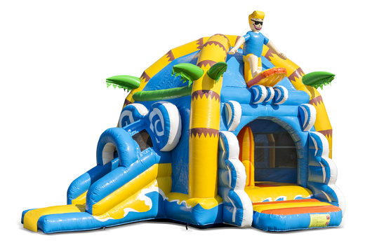 Compre um castelo insuflável super multiuso interno com um escorregador na praia temática para crianças. Encomende castelos insufláveis ​​online na JB Insufláveis Portugal