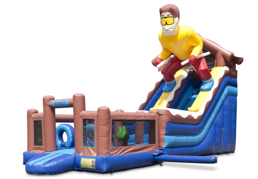 Slide inflável multiplay no tema Ski com piscina, objeto 3D impressionante, cores frescas e o obstáculo 3D para crianças. Ordene escorregadores infláveis ​​agora online em JB Insuflaveis Portugal
