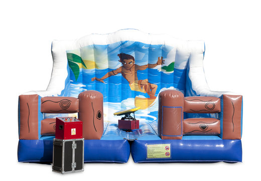 Ordene um tapete inflável com tema de surf para jovens e idosos. Compre um tapete inflável de queda online na JB Insuflaveis Portugal