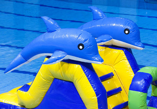 Encomende uma corrida de golfinhos com objetos divertidos para jovens e idosos. Compre atrações aquáticas infláveis ​​online agora na JB Insuflaveis Portugal