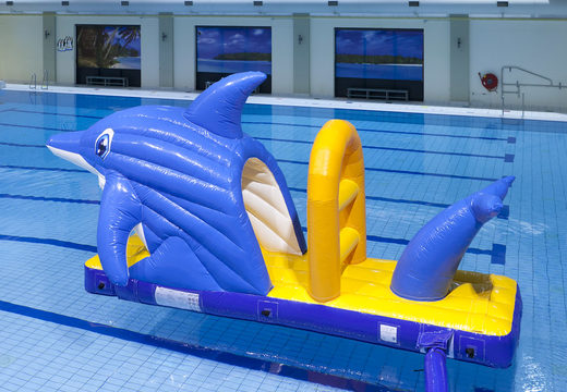 Compre um escorrega inflável hermético para piscina com tema de golfinhos para jovens e idosos. Encomende jogos de sinuca infláveis ​​agora online na JB Insuflaveis Portugal