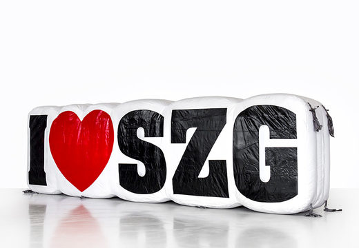 Compre inflável I love SZG logo product extension. Encomende infláveis ​​3D agora online em JB Insuflaveis Portugal