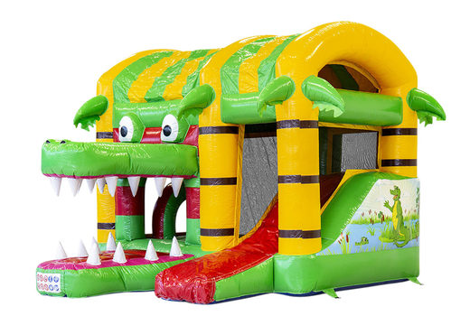 Compre um pequeno castelo insuflável multijogador interno com tema de crocodilo para crianças. Encomende castelos insufláveis ​​online na JB Insufláveis ​​Portugal