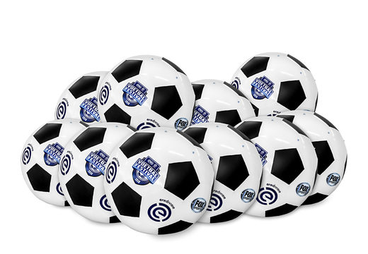 Compre uma grande bola de futebol inflável com um diâmetro de 3 metros com logotipos e anéis em D diferentes. Encomende uma réplica de produto inflável online na JB Insuflaveis Portugal