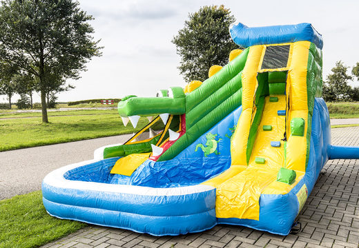 Compre um grande splashy castelos insuflável com no tema crocodilo e piscina , para crianças. Encomende castelos insufláveis online na JB Insufláveis Portugal