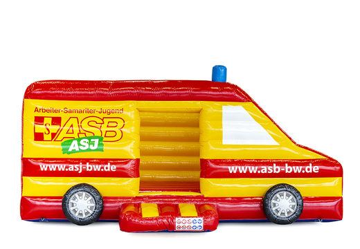 Encomende castelo ​​inflável ​​de ambulância ASB personalizados na JB Insuflaveis Portugal. Compre design gratuito para castelos ​​infláveis ​​em sua própria cor e logotipo