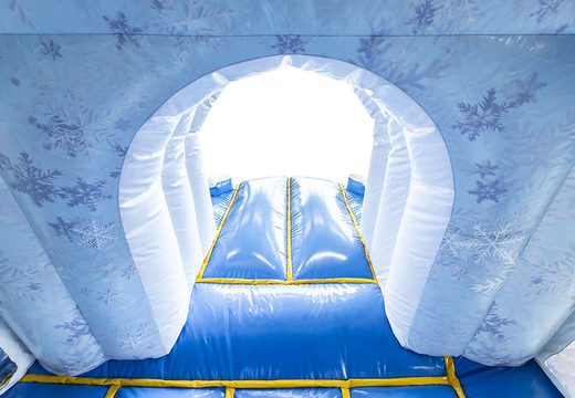 Compre um castelo insuflável médio de gelo com escorregador para crianças. Encomende castelos insufláveis ​​online na JB Insufláveis ​​Portugal