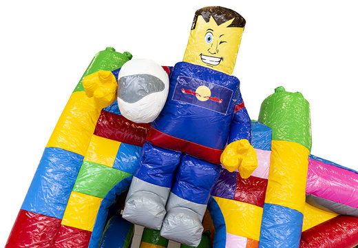 Compre castelo insuflável de lego médio com escorregador para crianças. Encomende castelos insufláveis ​​online na JB Insufláveis ​​Portugal