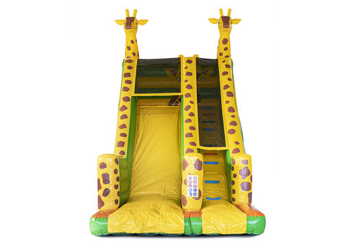Obtenga su tobogán inflable de jirafa con los colores alegres, los objetos 3D y la impresión divertida en la pared lateral para los niños. Ordene toboganes inflables ahora en línea en JB Insuflaveis Portugal