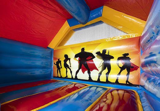 Compre castelo insuflável de super-herói de combinação de slides inflável para crianças. Castelos insufláveis ​​com escorregador à venda na JB Insufláveis ​​Portugal
