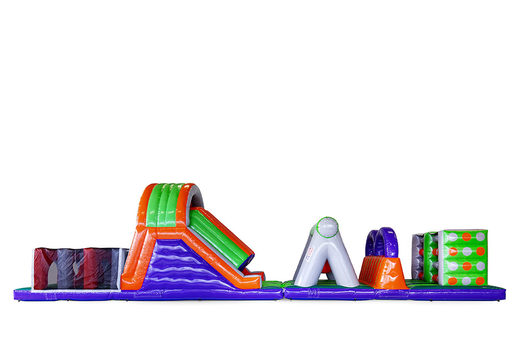 Compre pista de obstáculos personalizada multicolorida inflável para jovens e idosos. Encomende cursos de obstáculos infláveis ​​online agora em JB Insuflaveis Portugal