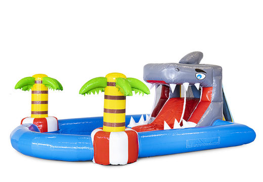 Encomende um mini-castelo multifuncional com tema tubarão, para crianças. Compre castelos insufláveis online na JB Insufláveis ​​Portugal