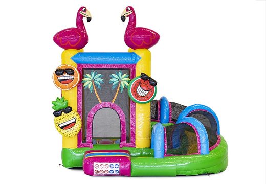 Ordene um pequeno castelo insuflável de flamingo para crianças. Compre castelos insufláveis ​​​​online na JB Insufláveis ​​Portugal