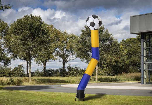 Encomende os airdancer de ar de 6m com bola 3D em azul e amarelo na JB Insuflaveis Portugal. Compre airdancers insufláveis ​​padrão para eventos esportivos
