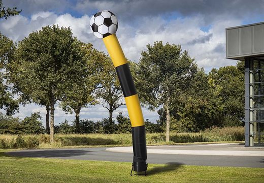 Encomende o airdancer de 6m com bola 3D em amarelo-preto na JB Insuflaveis Portugal. Compre airdancers insufláveis ​​padrão para eventos esportivos
