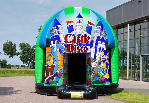 Castelo insuflável de 4,5 m de tema disco à venda no tema Castelo para crianças. Compre castelos insufláveis ​​na JB Insufláveis Portugal