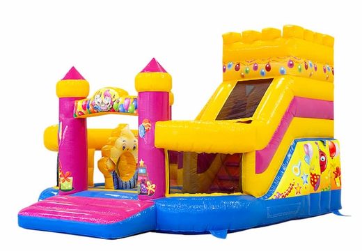 Compre um grande castelo insuflável multijogador aberto com slide na festa temática para crianças. Encomende castelos insufláveis ​​online na JB Insufláveis ​​Portugal