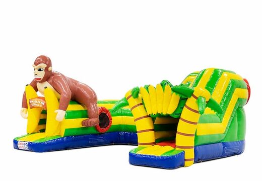 Compre o castelo insuflável do jogo do divertimento do túnel do rastreamento no tema do gorila para crianças. Encomende castelos insufláveis ​​online na JB Insufláveis Portugal