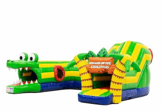 Compre um túnel insuflável de interior inflável para brincar no castelo inflável no crocodilo temático para crianças. Encomende castelos insufláveis ​​online na JB Insufláveis Portugal
