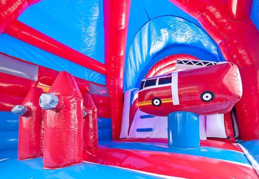 Orden um grande castelo insuflável multijogador interno com slide no tema do corpo de bombeiros para crianças. Compre castelos insufláveis ​​online na JB Insufláveis ​​Portugal