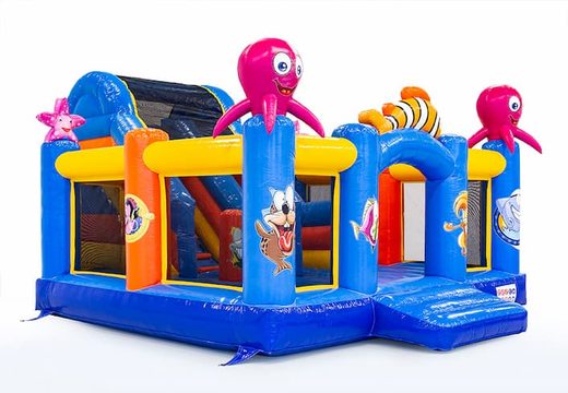 Encomende o castelo insuflável do Slidebox Seaworld com escorregador para crianças. Compre castelos insufláveis ​​online na JB Insufláveis ​​Portugal