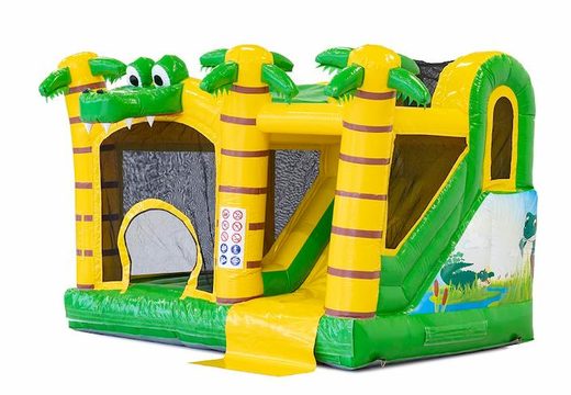 Compre um castelo insuflável multijogador no tema crocodilo com ou sem banheira, para crianças na JB Insufláveis ​​Portugal. Encomende castelos insufláveis online na JB Insufláveis ​​Portugal