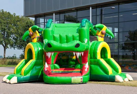 Opblaasbaar overdekt shooting fun springkasteel kopen in thema krokodil crocodile schieten actie voor kinderen