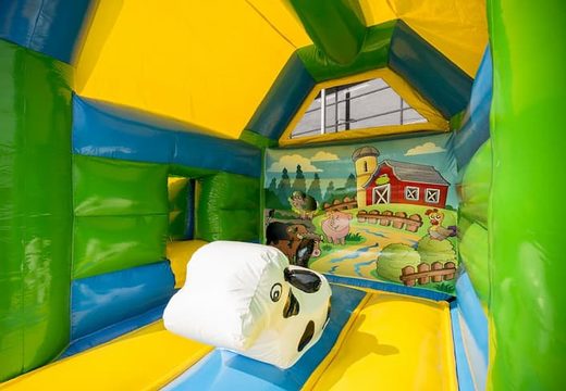 Compre um castelo inflável multifunções midi com tema de fazenda com telhado para crianças e para uso comercial na JB Insufláveis ​​Portugal