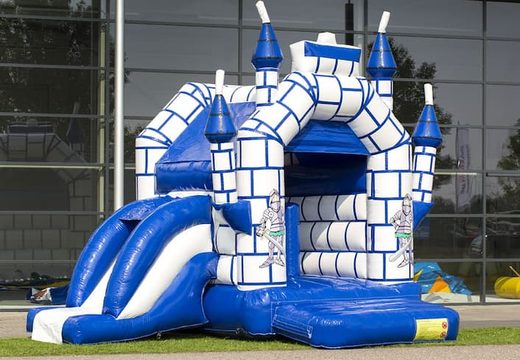 Ordene um castelo insuflável midi multifun azul em um castelo com telhado, para crianças. Compre castelos insufláveis ​​online na JB Insufláveis ​​Portugal