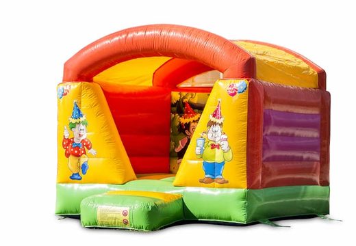 Pequeno castelo insuflável com tema de festa e teto para crianças à venda. Compre castelos insufláveis ​​online na JB Insufláveis ​​Portugal
