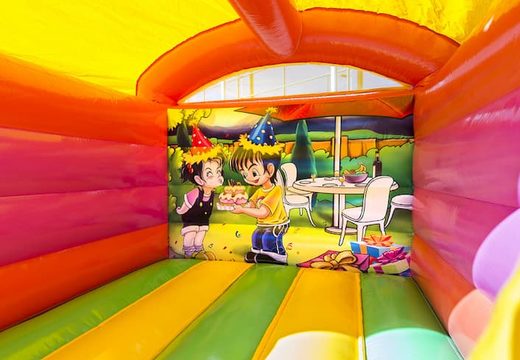 Castelo insuflável com mini-teto com tema de festa, para crianças à venda. Compre castelos insufláveis ​​agora na JB Insufláveis ​​Portugal