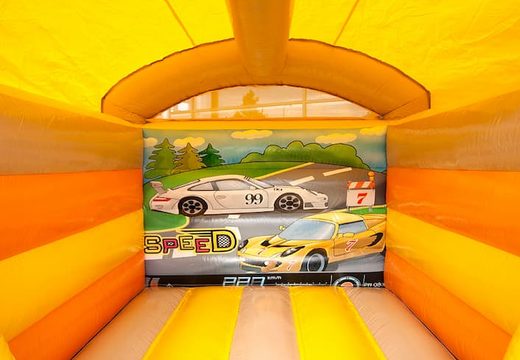 Compre um mini-castelo insuflável com teto em carros temáticos para crianças. Encomende castelos insufláveis ​​online na JB Insufláveis ​​Portugal