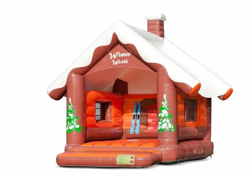 Ordene o castelo insuflável padrão do Skihut winterworld com uma chaminé 3D no topo para as crianças. Compre castelos insufláveis ​​​​online na JB Insufláveis ​​Portugal