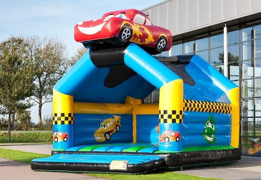 Castelo super insuflável com tema de carro e teto para crianças. Compre castelos insufláveis ​​online na JB Insufláveis ​​Portugal