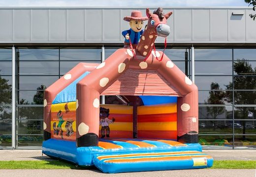 Castelo super insuflável do tema Cowboy com telhado para crianças. Compre castelos insufláveis online na JB Insufláveis ​​Portugal