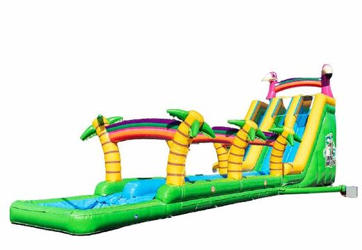 Ordem Drop & Slide Jungle castelo insuflável com slide duplo para crianças. Compre castelos insufláveis ​​online na JB Insufláveis Portugal