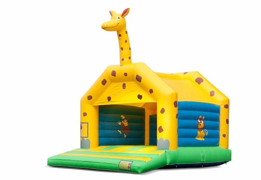 Compre um grande castelo insuflável interno com o tema girafa para crianças. Disponível em JB Insufláveis ​​Portugal online