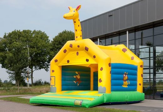 Castelo super insuflável com tema girafa e teto para crianças. Compre castelos insufláveis ​​online na JB Insufláveis ​​Portugal