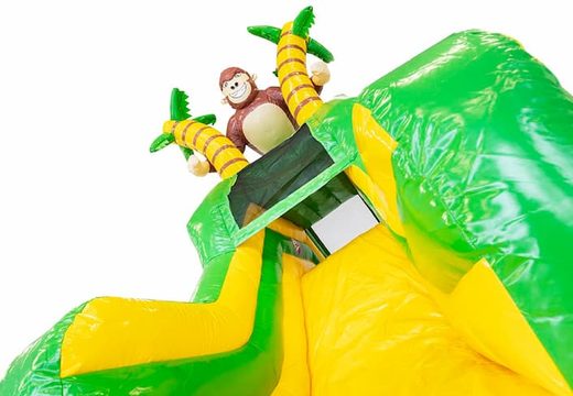 Compre um castelo insuflável multijogador com o tema selva, incluindo um objeto 3D de um gorila com ou sem banho para crianças no JB Insufláveis ​​Portugal. Encomende castelos insufláveis online na JB Insufláveis ​​Portugal