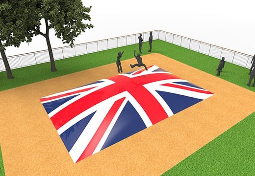 Compre airmountain inflável no tema da bandeira do Reino Unido. Encomende montanhas aéreas infláveis ​​agora online na JB Insuflaveis Portugal