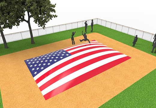 Compre montanha aérea inflável no tema da bandeira dos EUA para crianças. Encomende montanhas aéreas infláveis ​​agora online na JB Insuflaveis Portugal