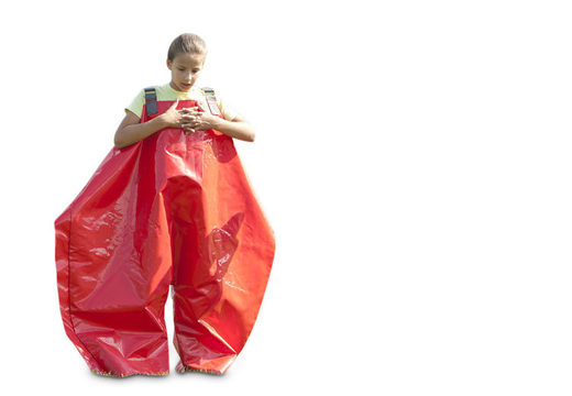 Compre calças de esponja vermelhas para velhos e jovens. Encomende itens infláveis ​​online na JB Insuflaveis Portugal